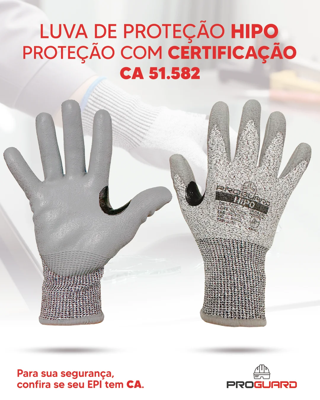 PROGUARD - Luva Anticorte Banho PU HIPO - Vista Principal